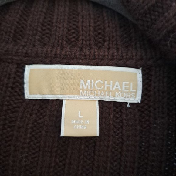 MICHAEL Michael Kors Brown Open Front Shawl Collar Cardigan - Picture 3 of 5